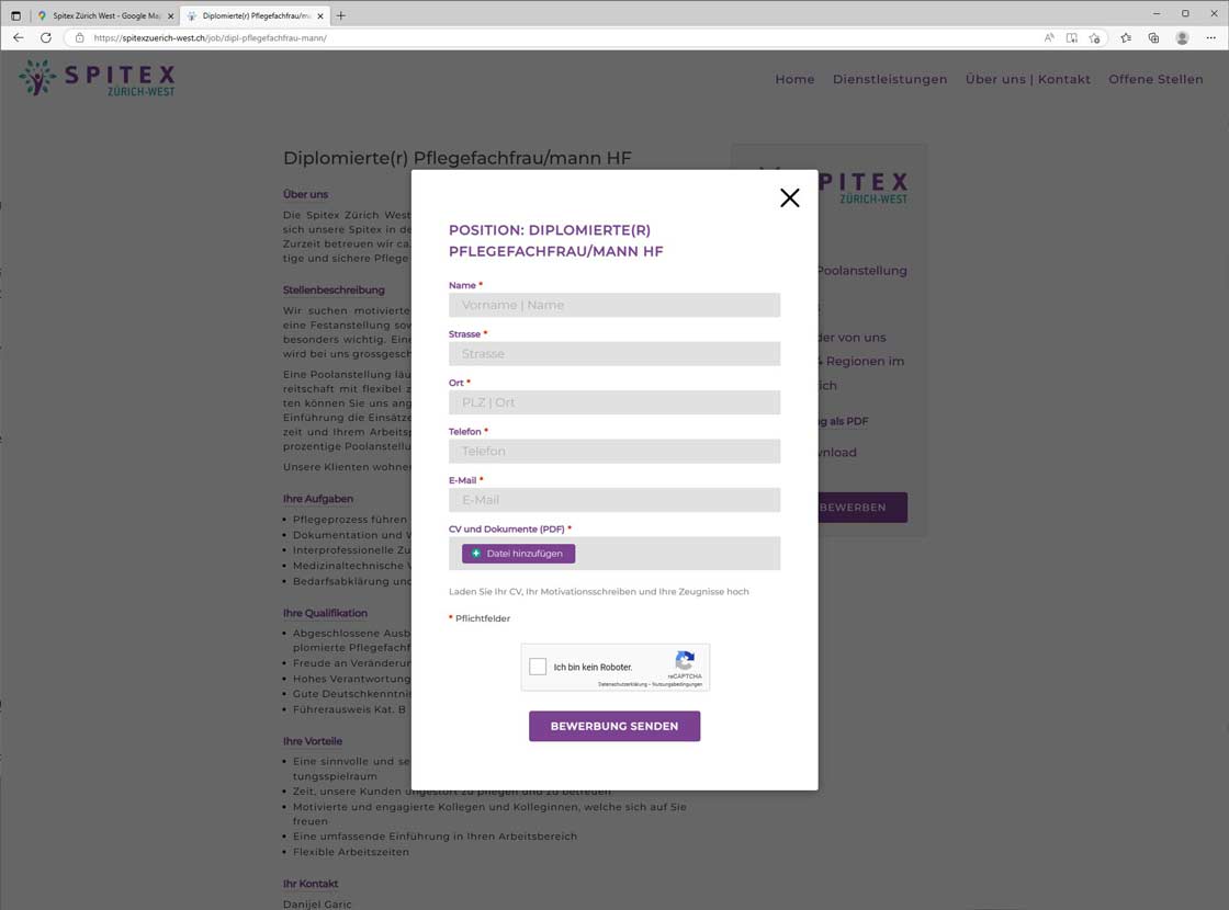 Spite-Zürich-West-Bewerbungtool